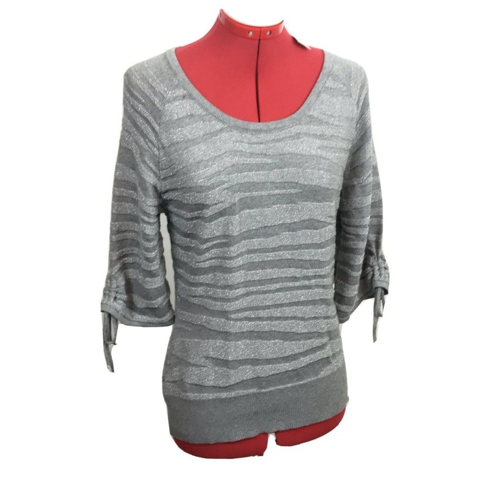 NEW Worthington 3/4 Sleeve Silver Sweater Bling